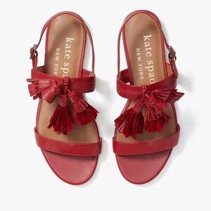 kate spade Red Leather La Danes Tassel Slingback Sandals